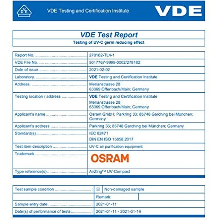 OSRAM UVCOMPACT AirZing UV-Compact, tragbarer Luftreiniger zum Einsatz im Auto und kleineren Räumen, keimtötendes UV-C-Gerät, neutralisiert 99,9% der Viren, Bakterien und Mikroorganismen – Bild 2