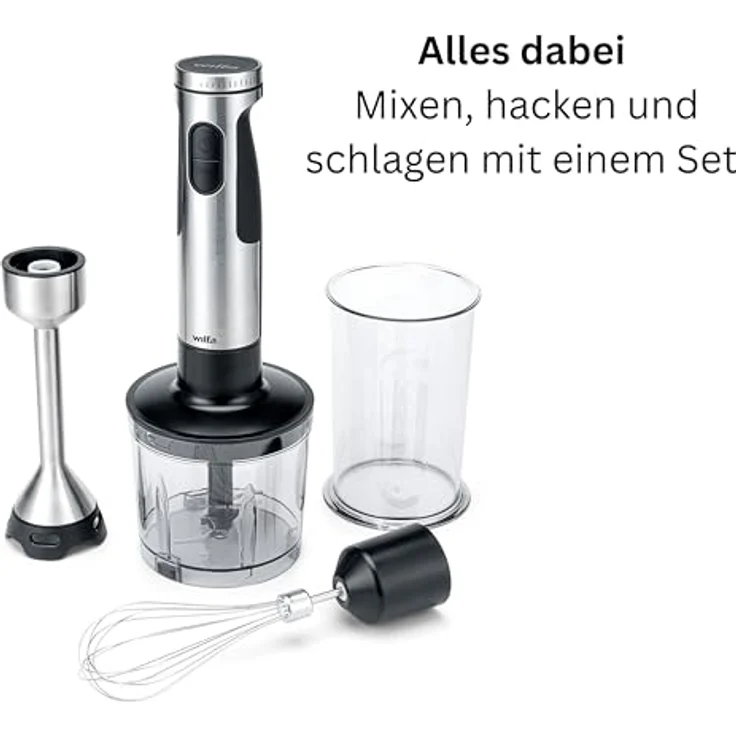 Wilfa Stabmixer FUSION 1500, 1500W Leistung mit Zubehör, silber – Bild 4