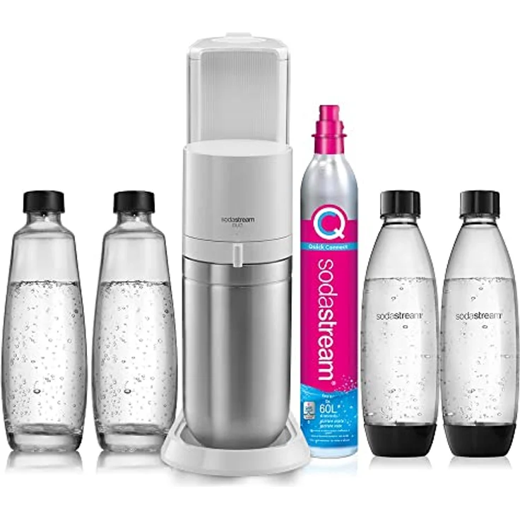 SodaStream Wassersprudler Duo White Megapack mit 4 Flaschen und 1 Zylinder, Weiß, 2270181 – Bild 1