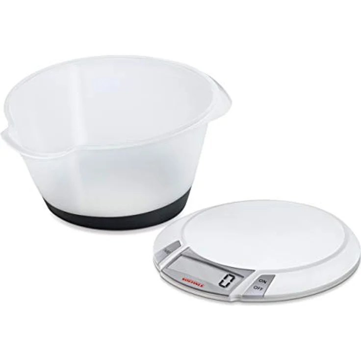 Soehnle Digitale Küchenwaage Olympia Plus mit 5 Kilo Tragkraft und 1-g-Wiegepräzision, Waage mit abnehmbarer Rührschüssel, elegante Waage für die Küche mit LCD-Anzeige und Abschaltautomatik, weiß – Bild 2