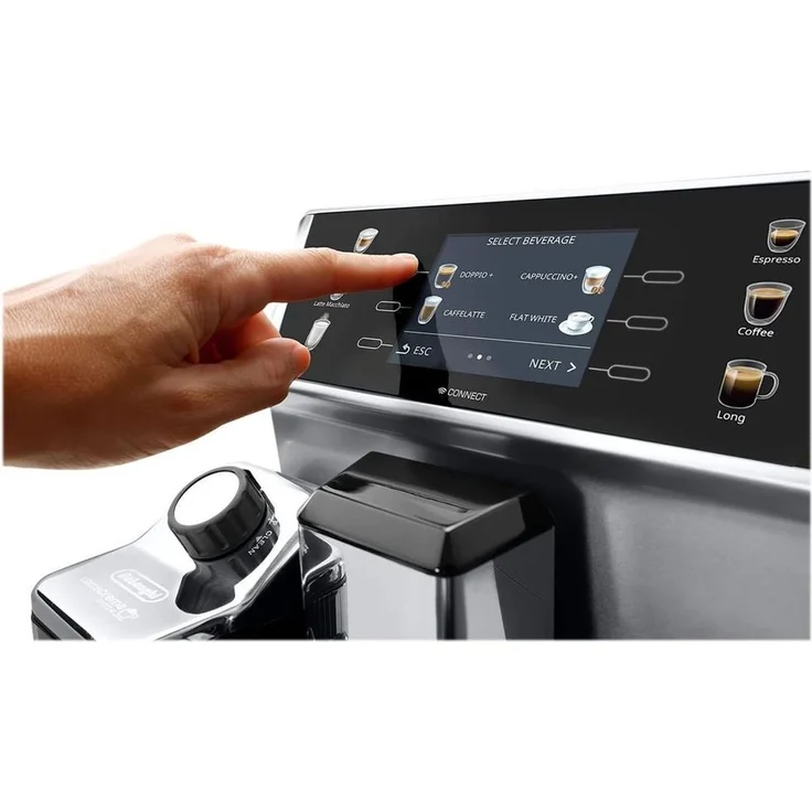 De'Longhi PrimaDonna Class ECAM 550.85.MS Kaffeevollautomat mit Milchsystem und integriertem Mahlwerk, Cappuccino und Espresso auf Knopfdruck, 3,5 Zoll TFT Farbdisplay und App-Steuerung, silber – Bild 4