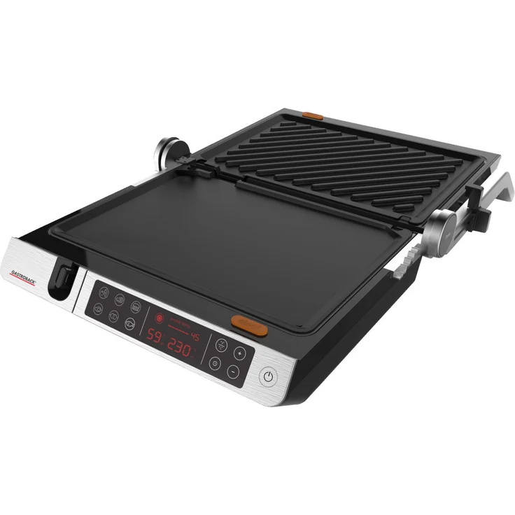 Gastroback 42539 Design BBQ Advanced Control Grill, Kontaktgrill, Tischgrill, BBQ-Grill, Indoor-Grill, Grillthermometer, 2000W, 6 Grillprogramme, Grillplatten spülmaschinengeeignet, 34 x 24 cm Grillfläche, weiß, schwarz – Bild 4