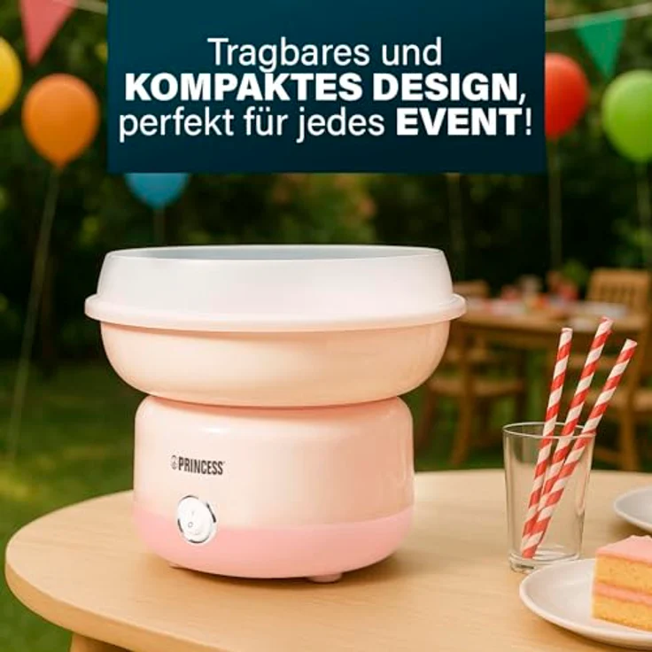 Princess Zuckerwattemaschine 292990, 500W Leistung, BPA-frei, Kompaktes Design, Mit 10 Stäbchen & Messlöffel, Spülmaschinengeeignete Teile, Rutschfeste Füße – Bild 4