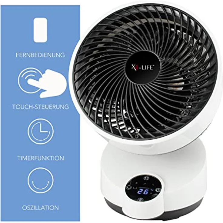 X4-LIFE Fan Pinguin Deluxe mit Touch-Display und Fernbedienung - 90° Neigung - Stromsparender Ventilator - Kippsicher - Wohnzimmer, Küche, Schlafzimmer für alle Räume bis 20m² – Bild 5