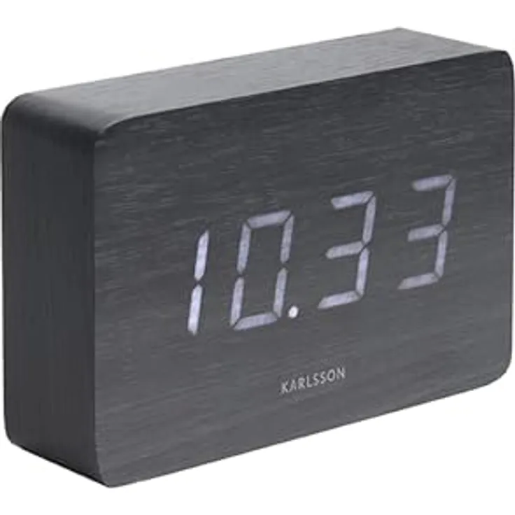 Karlsson Wecker Square, digitaler Wecker mit LED-Anzeige, schwarzes Furnier, 15x4,8x10cm, ideal für Schlafzimmer und Büro