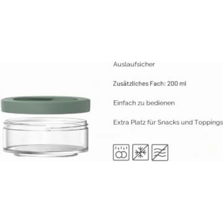 Mepal Müslibecher Abteil Ellipse, To Go Behälter mit Platz für Snacks und Toppings, einfache Drehöffnung, spülmaschinengeeignet, 200 ml, Vivid blue – Bild 2