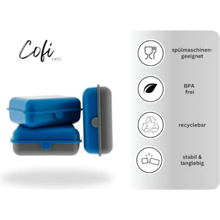 COFI 1453 Lunchbox 3er-Set, spülmaschinenfest, stapelbar, 1600 ml, BPA-freier Kunststoff, Made in Germany – Bild 7