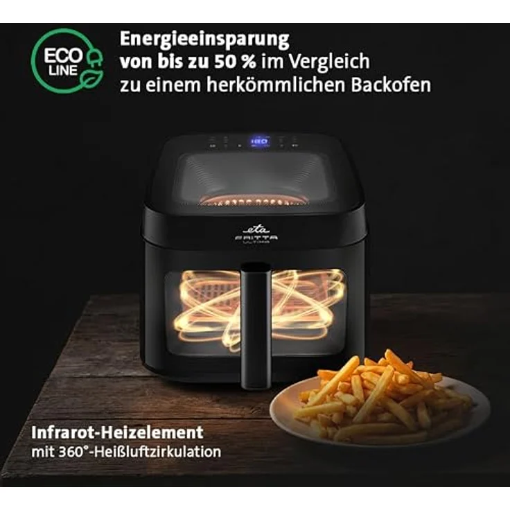 eta Fritteuse Fritta Ultima, 1700 W Heißluftfritteuse mit 12 Programmen, schwarz, 6,5 l Fassungsvermögen und LED-Display – Bild 6