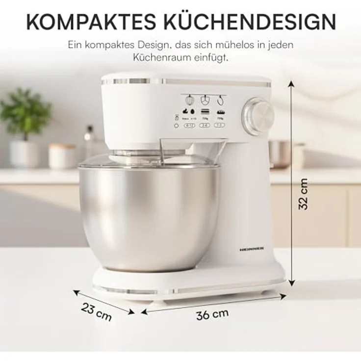 Heinner HPM-1000WHCH, Standmixer aus Edelstahl, Weiß, 5 l, 1000 Watt, Drehregler, Berührung – Bild 4