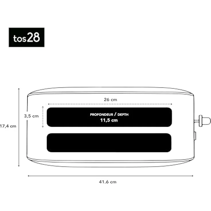 H.Koenig TOS28 Toaster - Langschlitztoaster mit extra breitem Schlitz - 7 Wärmestufen - 3 Funktionen - geeignet für Bauernbrot, 4 Toasts oder Baguette - Edelstahl - silber – Bild 8