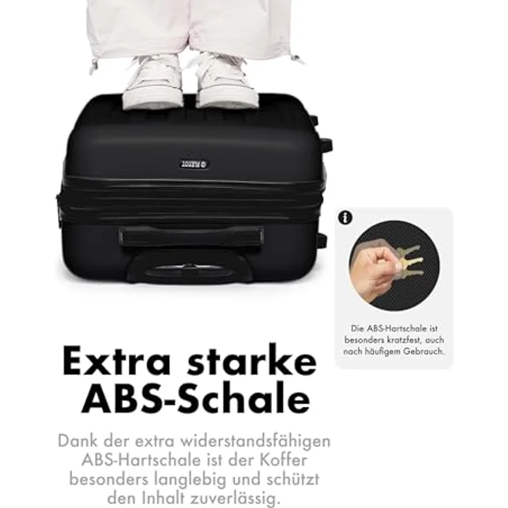 Flexot® F-3045 | Koffer mit V-Erweiterung | Alu-Teleskopgriff | 360° Räder leise rollend | Reisekoffer | Trolley | Handgepäck und Aufgabegepäck | (Schwarz, 3er Set, M-L-XL) – Bild 4