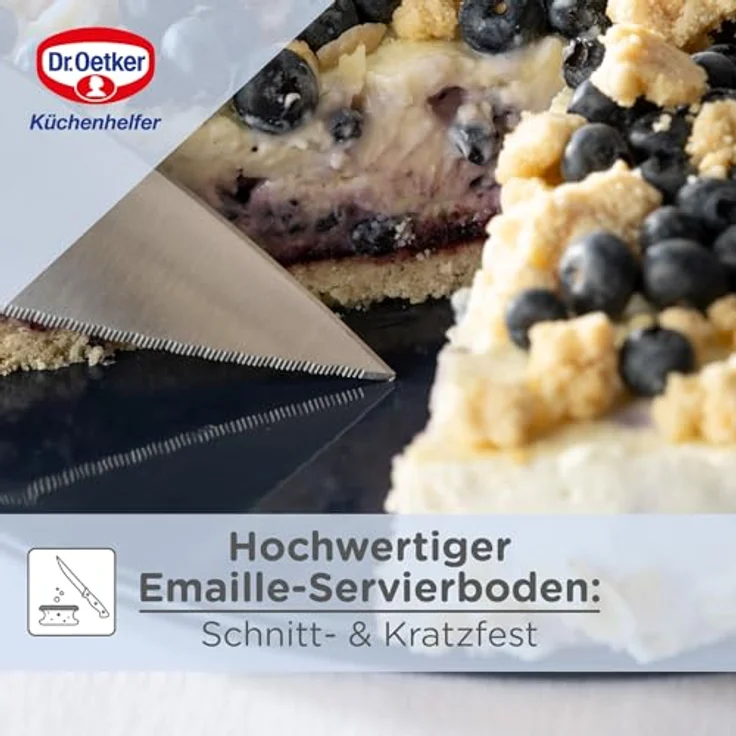 Dr. Oetker Springform Ø 28 cm BACK-LIEBE EMAILLE, Backform mit schnitt- & kratzfestem Flachboden mit le-Versiegelung, runde Kuchenform mit Ring aus Stahlblech (Farbe: Blau), Menge: 1 Stück – Bild 5