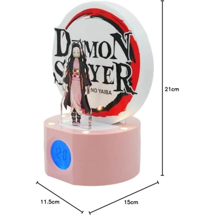 Teknofun DEMON SLAYER Nezuko Wecker, LED Lichtwecker mit digitaler Anzeige, 22 cm, kabellos, Alarmeinstellung – Bild 8