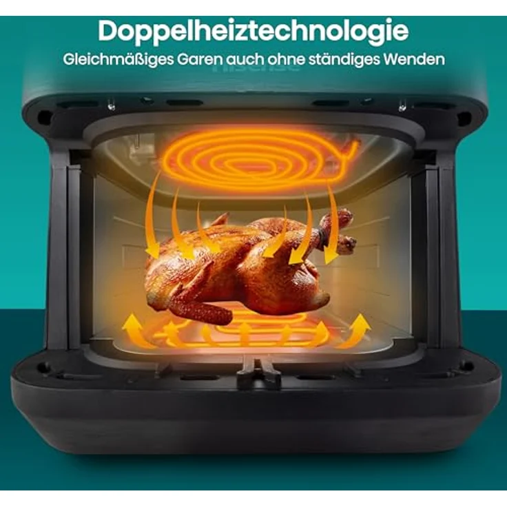 Hisense HAF2100DCD Heißluftfritteuse, 2100 W, 7,7 L, 10 voreingestellte Programme, Antihaft-Beschichtung, Energieeffizient, Start Delay Funktion, Schwarz – Bild 5
