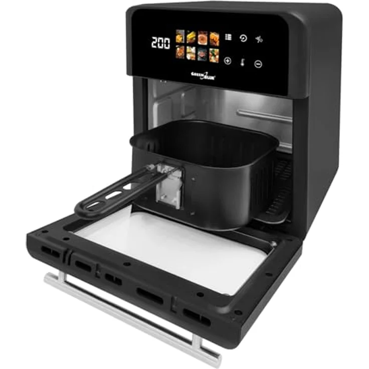 GreenBlue GB950 AIR FRYER, Heißluftfritteuse mit 1800 W, 10 l, 8 Programme, Schwarz, Zubehör inklusive – Bild 3