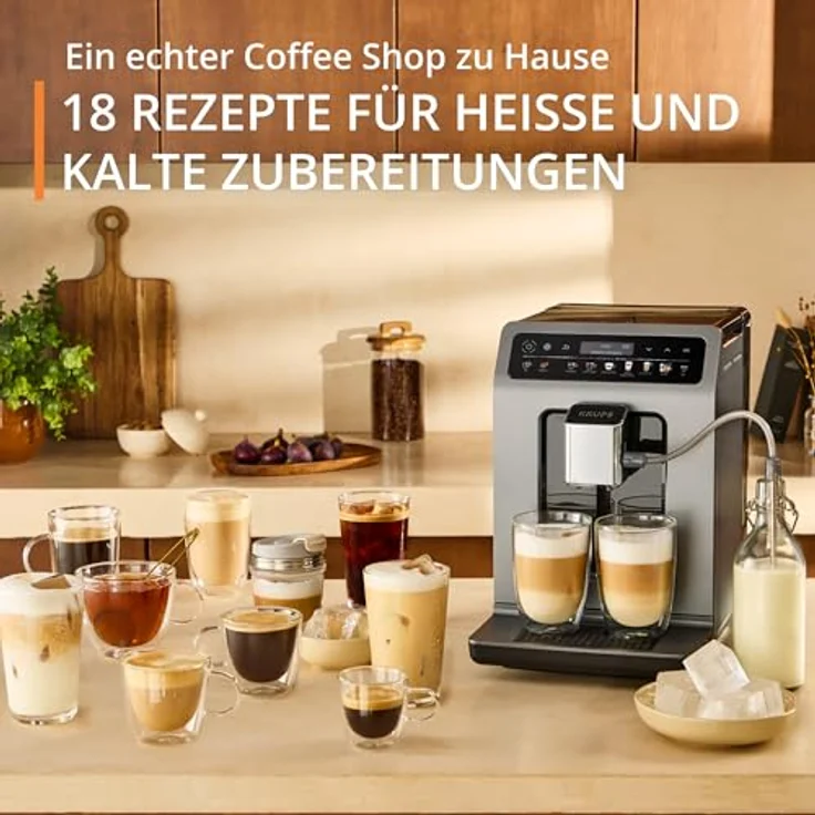 Krups Evidence EA898GF0, Hot & Cold Kaffeevollautomat, 18 Getränkespezialitäten, One-Touch Cappuccino, automatischer Pflegezyklus, schnelles Aufheizen – Bild 3