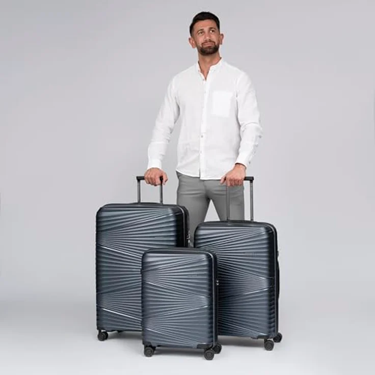 Pactastic Collection 02 Ultra leicht Hartschalen Koffer-Set 3-teilig | Robustes Polypropylen Material | 4 Doppelrollen & TSA-Schloss für Damen & Herren – Bild 5