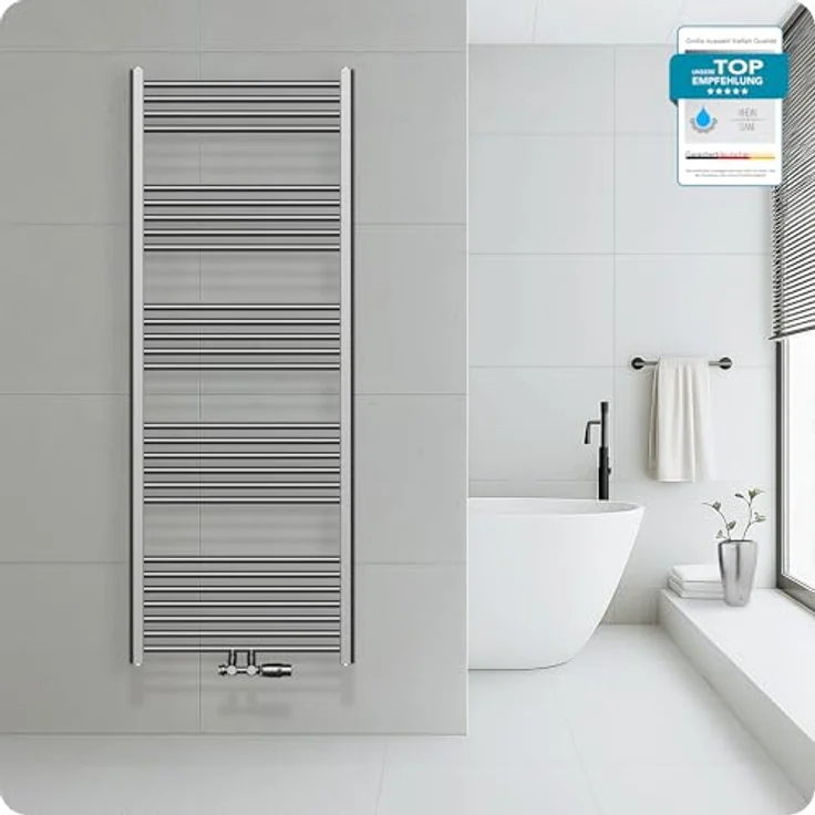 Belrad® Badheizkörper mit Mittelanschluss, Moderner Handtuchheizkörper aus Qualitätsstahl, gunmetal grau, wandmontagefähig & wasserbetrieben, 6 flexible Anschlussmöglichkeiten – Bild 3