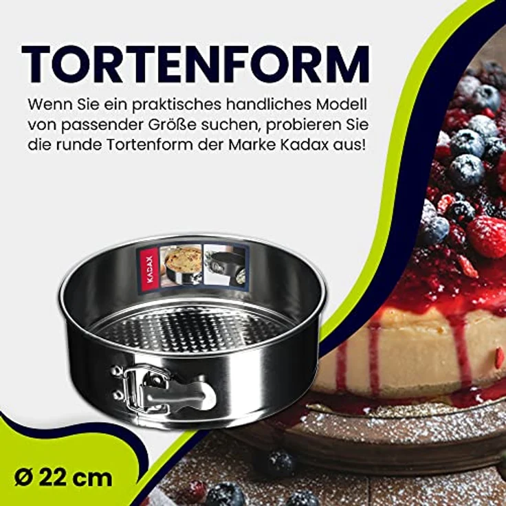 KADAX Tortenform, Ø 21,5cm-30cm, verzinkte Springform mit Antihaftbeschichtung, runde Backform, auslaufsicher, Silber – Bild 2