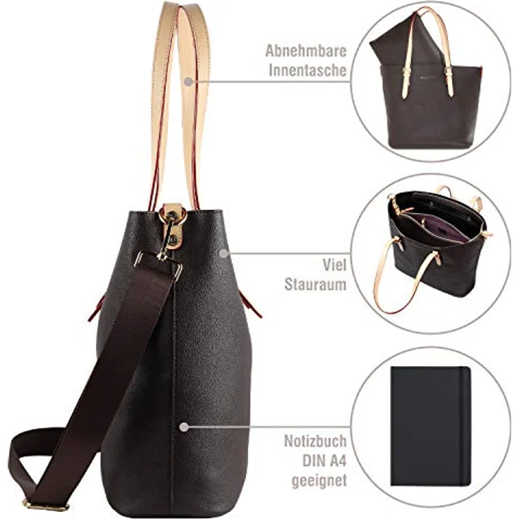 bugatti Shopper ELLA, 2-in-1 Einkaufstasche mit herausnehmbarer Innentasche, braun – Bild 4