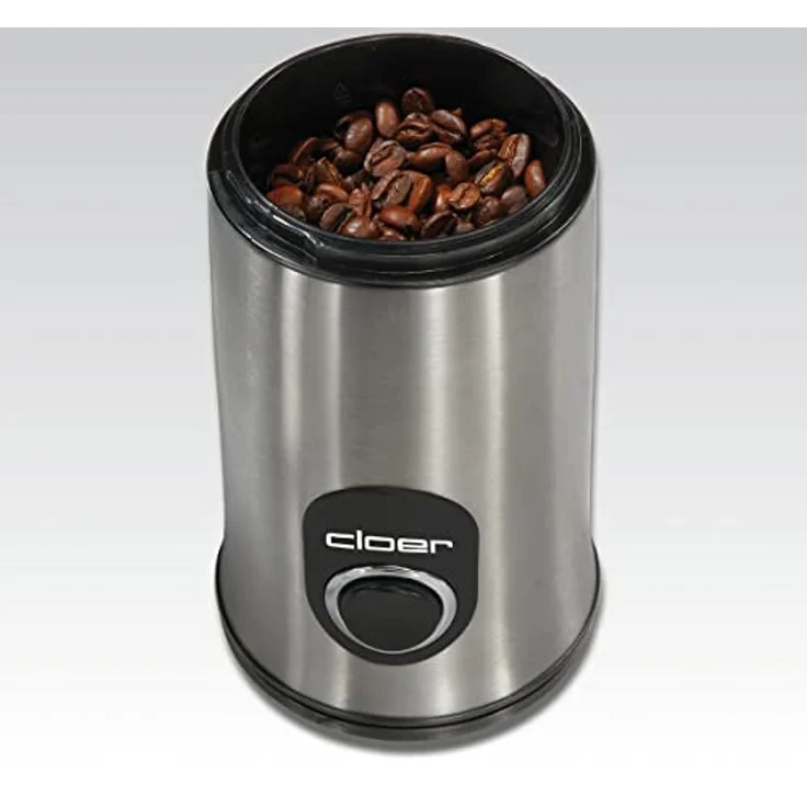 Cloer 7579 Elektrische Kaffeemühle, 150 W, für bis zu 50 g Kaffeebohnen, mattiertes Edelstahlgehäuse – Bild 4