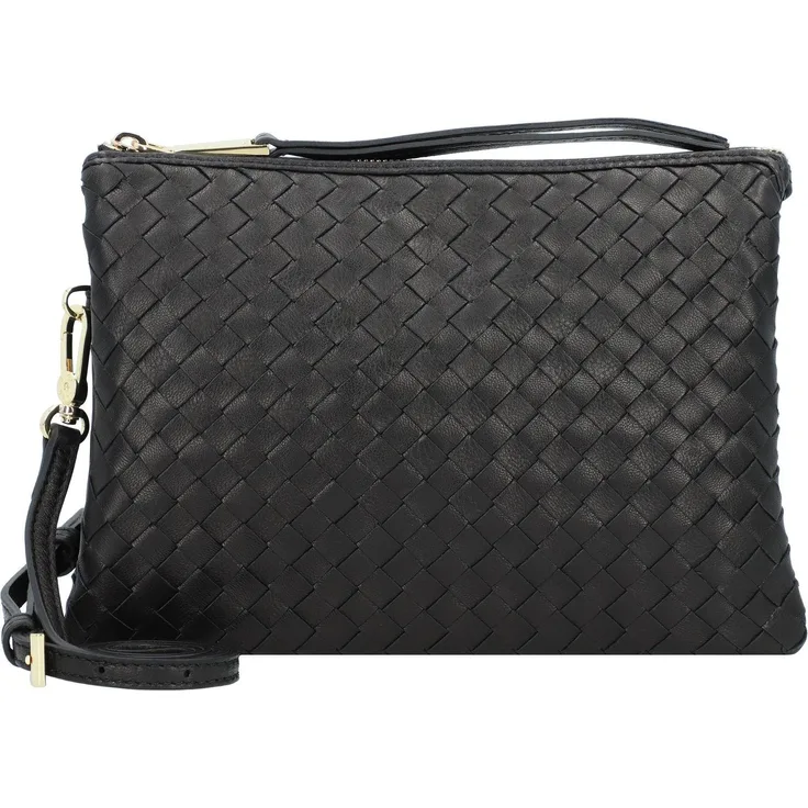 Abro Piuma Umhängetasche, Leder, 25 cm, Schwarz, mit drei Hauptfächern und abnehmbarem Schulterriemen