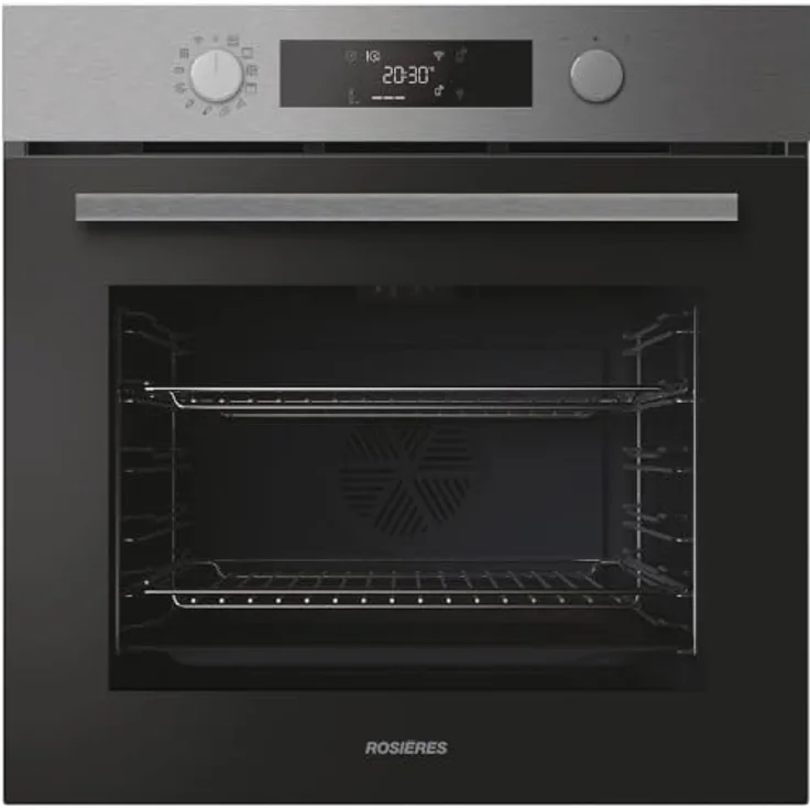 Rosieres RO6 C5AB3EYTX, Groß, Elektrischer Ofen, 78 l, Edelstahl und Schwarz, Hydrolytisch + Pyrolytisch, Wi-Fi-Konnektivität, AirFry-Funktion