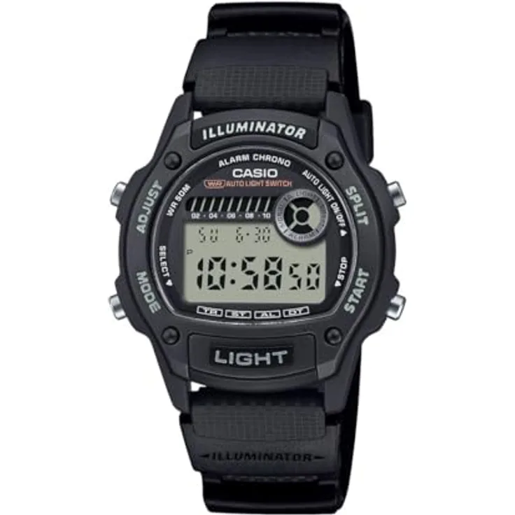 CASIO TIMELESS COLLECTION W-220H-1AVEF, Digitaler Chronograph mit modernem Design für Damen und Herren, schwarz