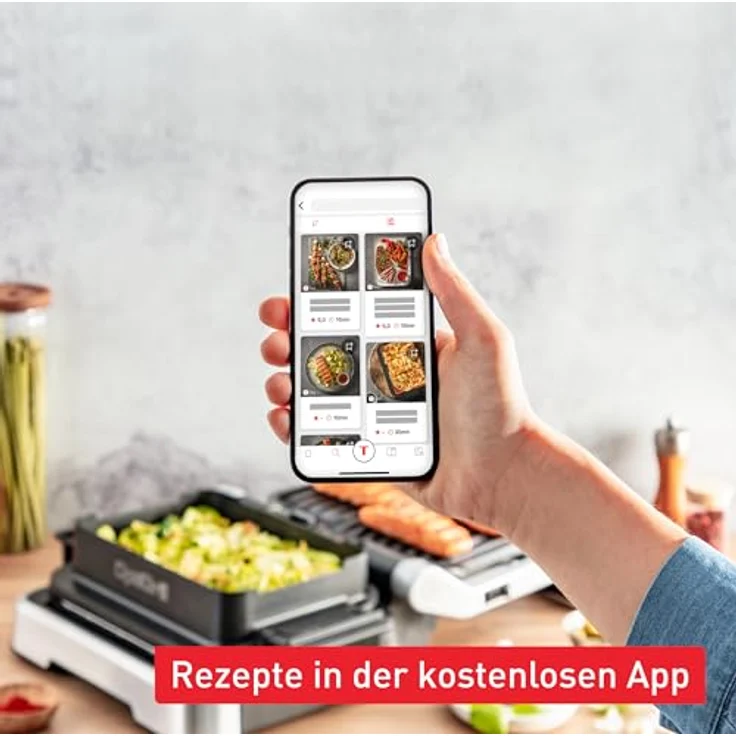 Tefal Kontaktgrill GC773D OptiGrill 2-in-1 mit Grillzange, 2100 W, 9 Auto-Programme, aufklappbar, intelligenter Grill & BBQ – Bild 7