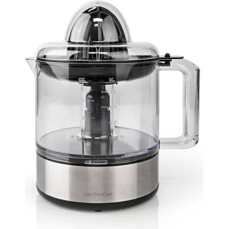 Gastronoma Zitruspresse 18230101, 40 W, 0.8 L, Schwarz / Edelstahl, mit einstellbarem Fruchtfleischfilter und Zwei-Wege-Automatik