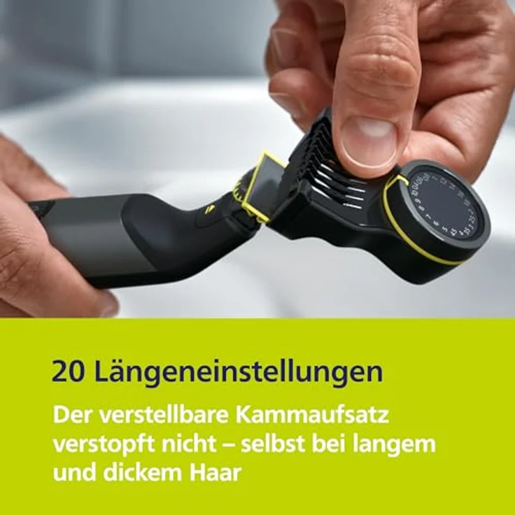 Philips Elektrorasierer OneBlade Pro 360 Face & Body QP6652/30, 3 Aufsätze, 360 Grad Klinge, 20 Längeneinstellungen, inkl. Ladestation & Reiseetui – Bild 5