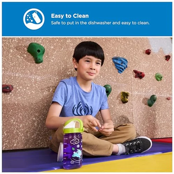 Nalgene Kinderflasche 'OTF Kids Sustain', 0,35 L, Einhanddruckverschluss, bruchfest, BPA-frei, 50% recycelte Materialien – Bild 3