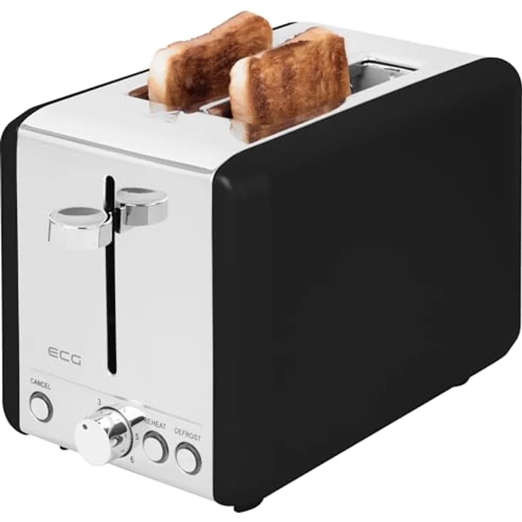 ECG ST 2708 Tradizione Nero, Toaster mit 6 Grad Temperaturregelung und praktischer Krümelschublade – Bild 4