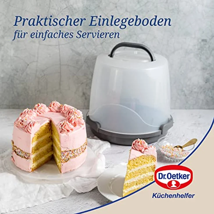 Dr. Oetker Transportbox für Kuchen extra hoch – Runde Tortentransportbox mit Einlegeboden – Platz für 20 cm hohe Kuchen und Torten – Bild 5