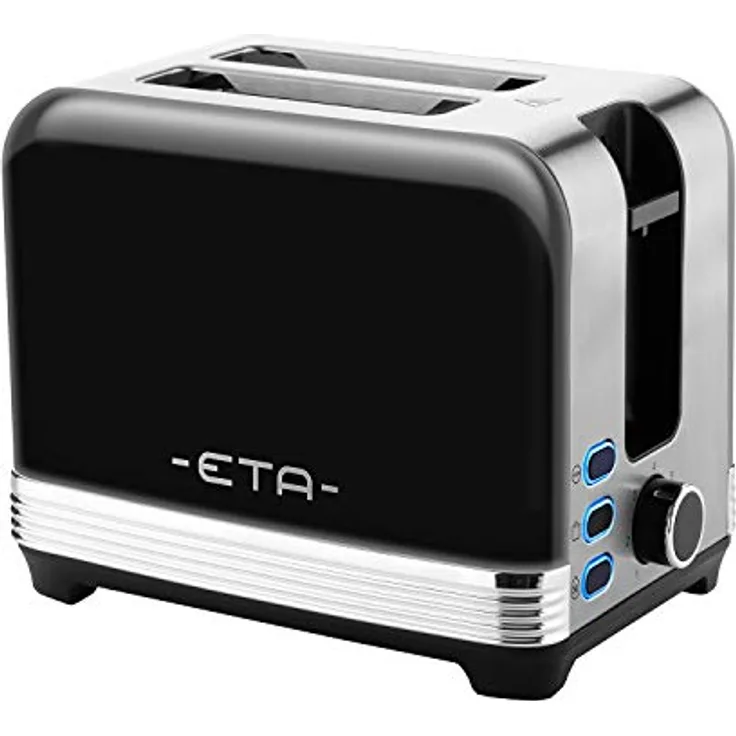 Toaster im Retro Ganzmetall-Design STORIO - 980W, für 2 Scheiben, Brötchenaufsatz, Schwarz