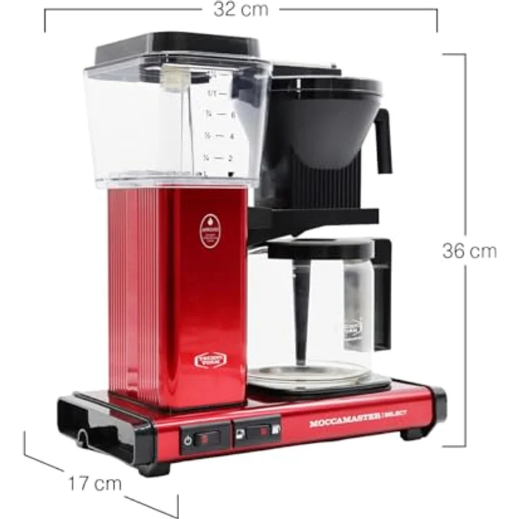 Moccamaster Filter Kaffeemaschine KBG Select, 1.25 Liter, 1520 W, Red Metallic – Bild 2