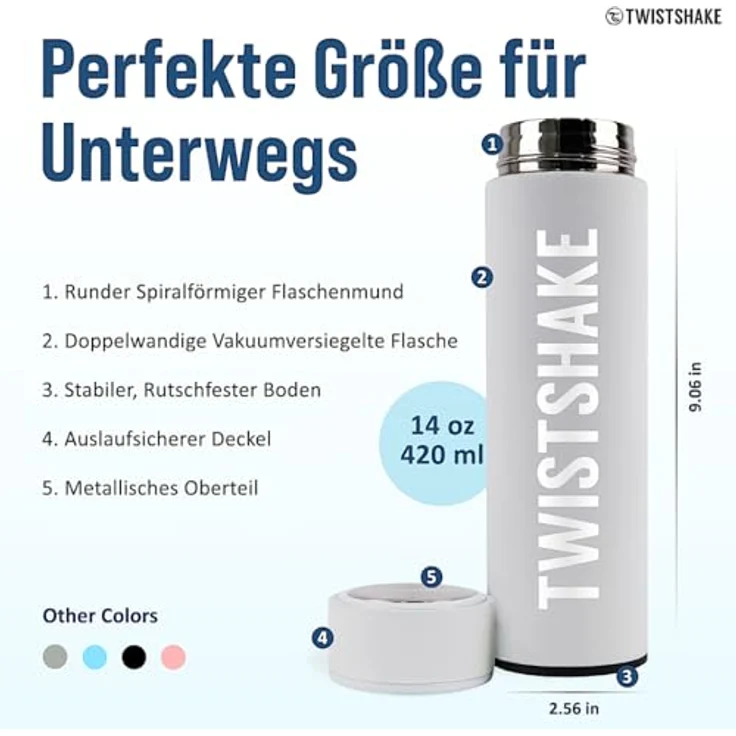 Vital Innovations 78109 Twistshake Thermoflasche''Hot or Cold'', weiß – Bild 6