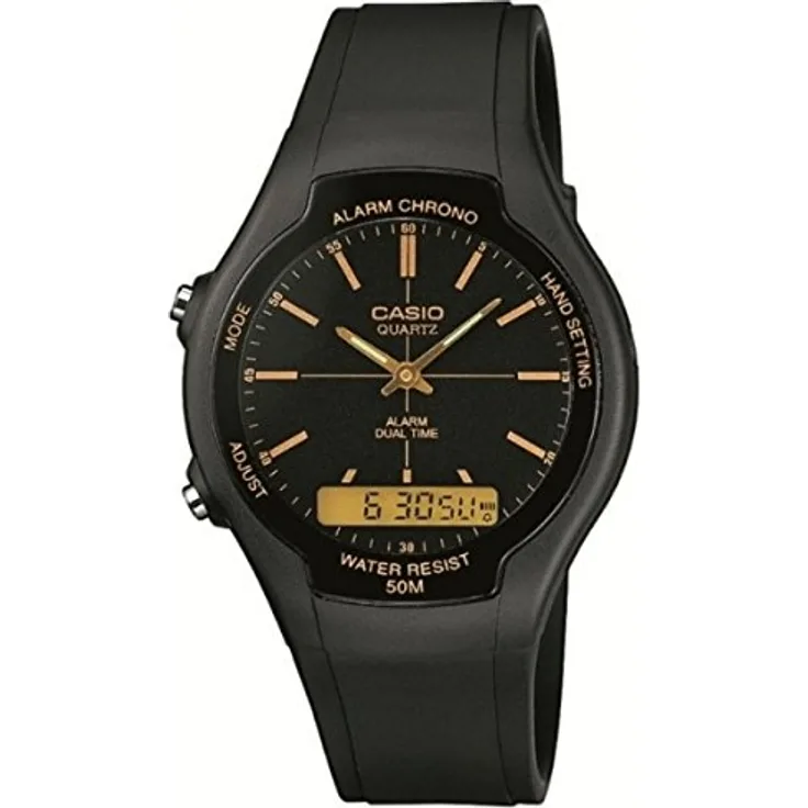 Casio AW-90H-9EVEF, Herren-Armbanduhr Analog-Digital, Quarz, Harz, wasserdicht bis 5 Bar, mit LED Licht und Stoppfunktion
