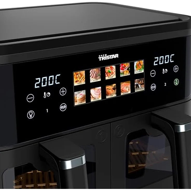 Tristar Fritteuse FR-9075, Doppel-Heißluftfritteuse mit 9 Litern Kapazität, 2500 Watt Leistung und digitalem Steuerfeld – Bild 7
