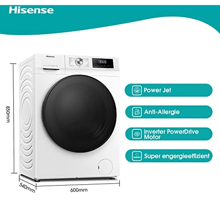 Hisense WFQA7014EVJM, Frontlader-Waschmaschine, A, Fassungsvermögen 7 kg, Standgerät, Breite 60 cm – Bild 3