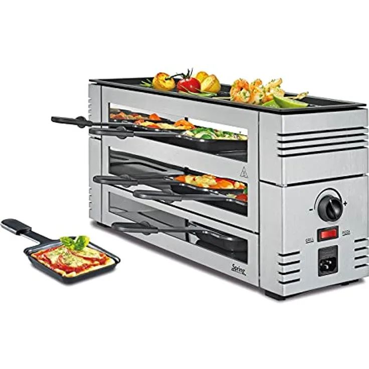 Spring Pizza Raclette 6, Silber, Alugrillplatte, 6 Personen