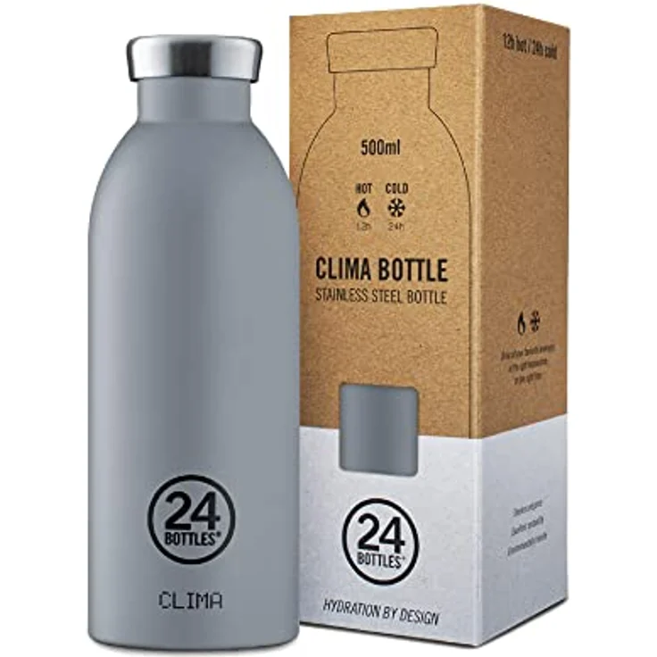 24Bottles Clima Flasche - 330ml/500ml/850ml Thermosflasche mit 100% Versiegeltem Deckel (12 Stunden Heiße Getränke 24 Stunden Kalt), ökologische Edelstahlflaschen (Formal Grey, 500 ml) – Bild 2