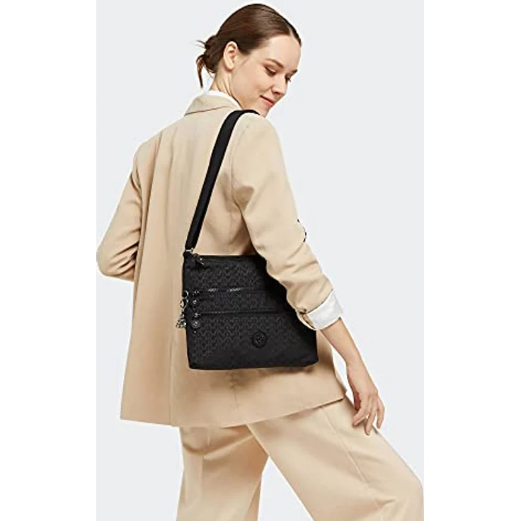 Kipling Basic Plus Alvar, Unisex Umhängetasche mit verstellbarem Schultergurt, 32 cm, Schwarz, mit drei Reißverschlussfächern – Bild 5