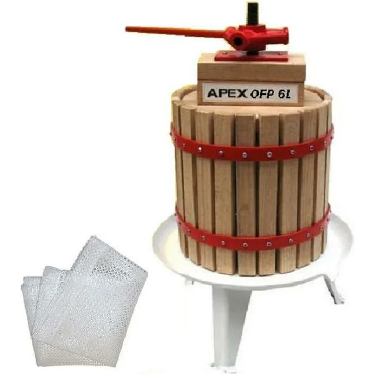 Apex Obst-Beerenpresse OFP6L, 6L Maischepresse mit 2 x Pressnetz und hochwertiger Stahlspindel