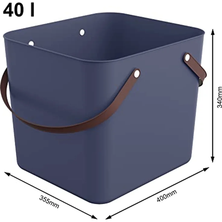 Rotho Albula Einkaufskorb, Kunststoff (PP recycelt), blau, 40l, (39,8 x 35,5 x 34 cm) – Bild 4
