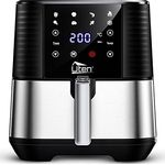 Heißluftfritteuse, Uten 5,5L Airfryer XXL Heissluftfriteuse mit digitalem LED-Touchscreen, 7 Programms, 32 Rezepte, Vorheizen&Warmhalten, Edelstahl Antihaftkorb, ohne Fett, 1700W