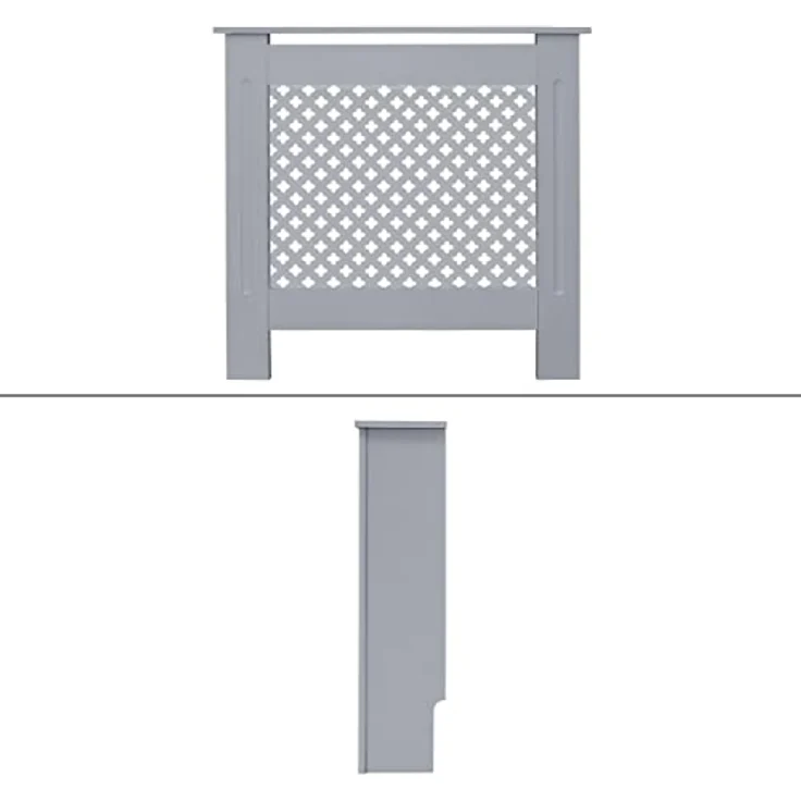 ECD Germany Heizkörperverkleidung mit Wabenmuster 78x19x82 cm Grau aus MDF lackiert für Schlafzimmer, Wohnzimmer, Heizungsverkleidung – Bild 2