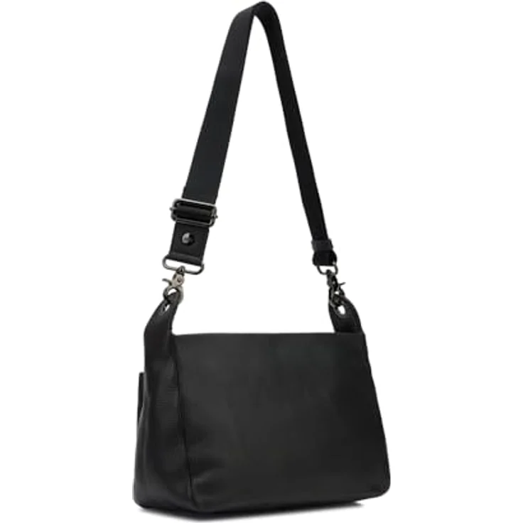 Mandarina Duck Mellow Leather Crossover, Handtasche aus italienischem Leder, quadratisches Design, verstellbarer Riemen, Reißverschluss, Schwarz – Bild 2