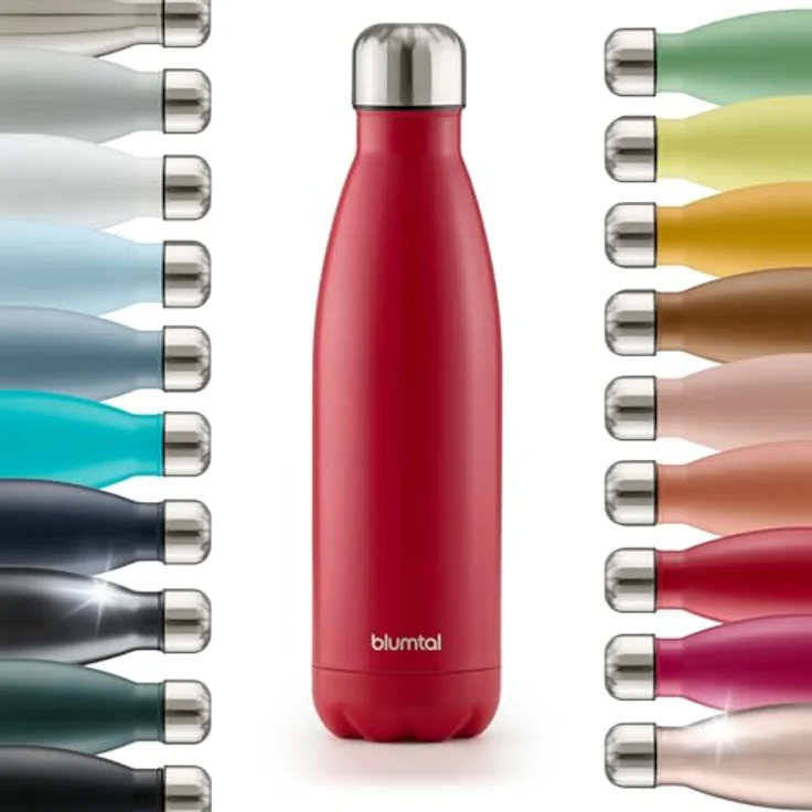 Blumtal® Trinkflasche Edelstahl Charles, Thermosflasche 500 ml, BPA-frei, doppelwandige Isolierung, auslaufsicher, rot – Bild 1