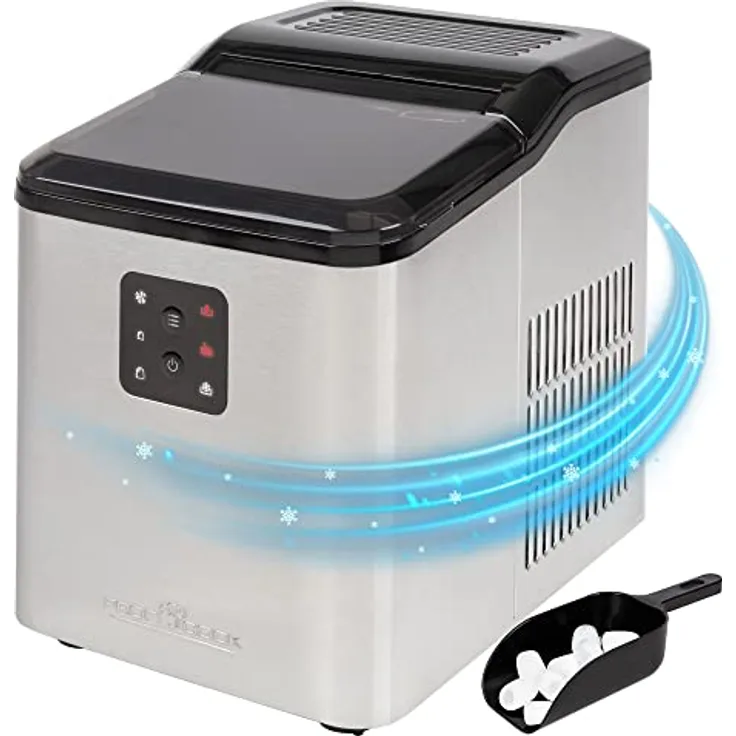 ProfiCook® Eiswürfelmaschine schnelle Produktion - Eiswürfel in 10 Minuten, bis zu 12 kg Eis in 24 Std., Eiswürfel Maschine mit 2 Eiswürfelgrößen und 1,5L Wassertank inkl. Eis-Schaufel - PC-EWB 1253